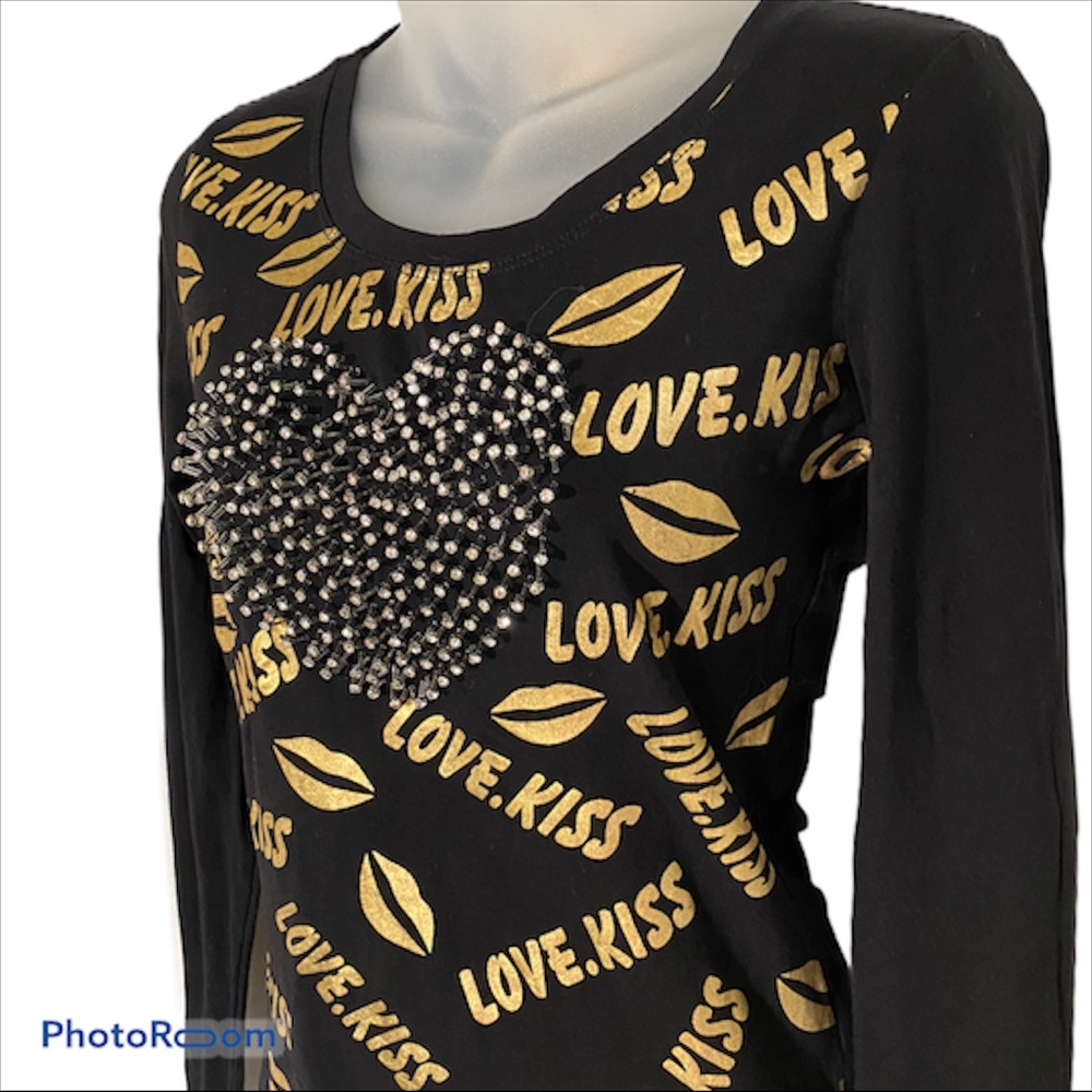 🍒TOP LONG SLEEVE BLACK AND GOLD SIZE SMALL